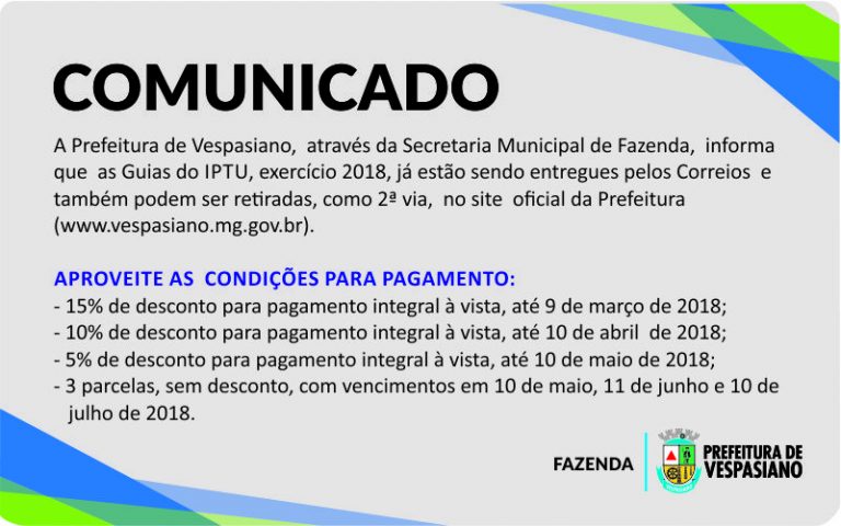 Guias do IPTU 2018