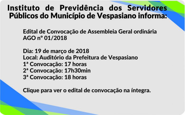 Assembleia Geral Ordinária do Instituto de Previdência dos Servidores Públicos do Município de Vespasiano