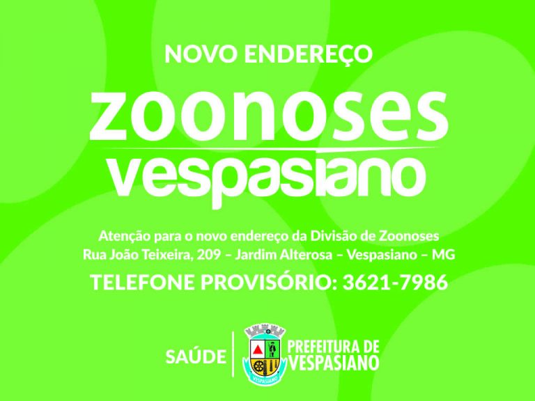 Novo endereço da Zoonoses