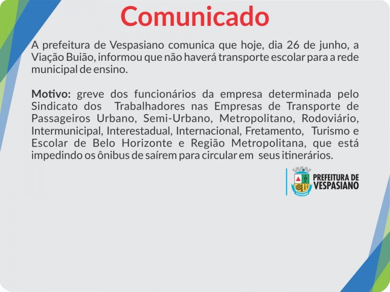 Comunicado transporte escolar