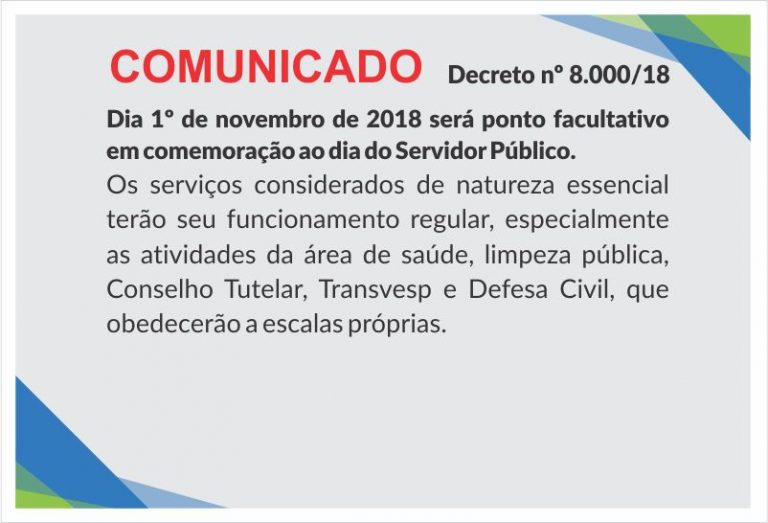 PONTO FACULTATIVO 1º-11-2018