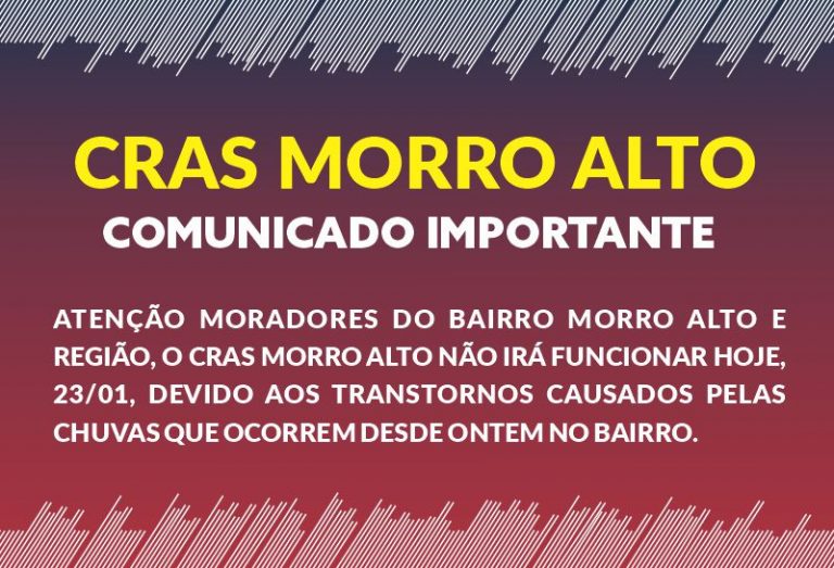 Atenção moradores do Morro Alto e região