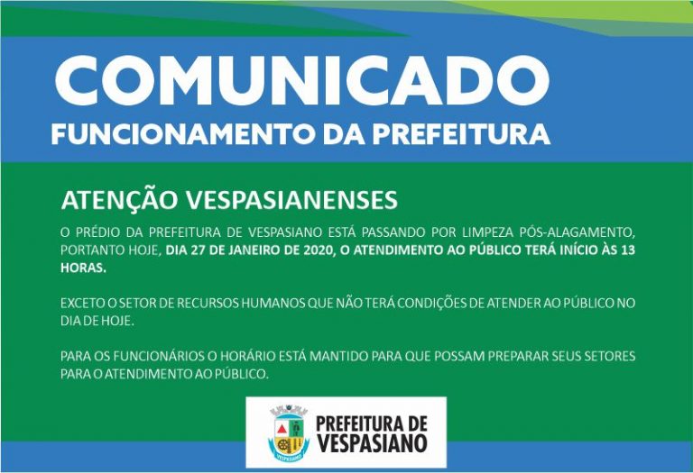 Funcionamento da prefeitura hoje