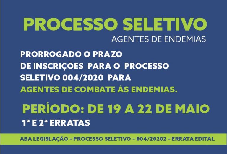 Prorrogação inscrição processo seletivo