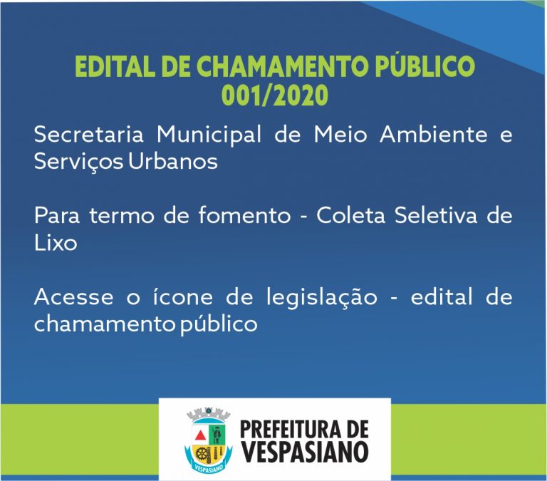 Edital de chamamento público 001/2020