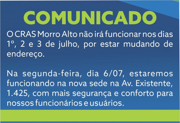 Funcionamento CRAS Morro Alto
