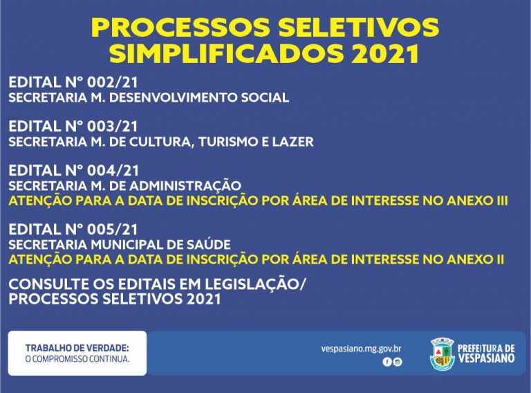 Processos seletivos 2021