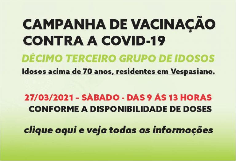 Vacinação – Idosos acima de 70 anos