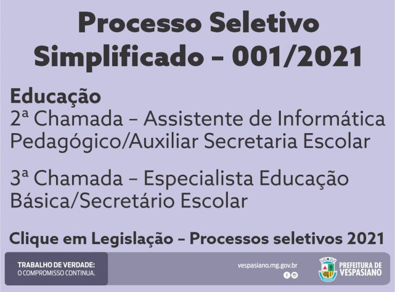 Chamadas PSS Educação