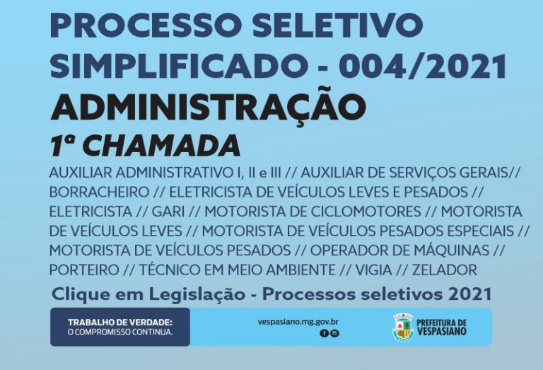 Processo seletivo Administração