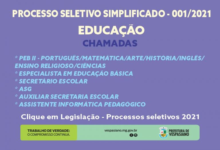 Chamadas Edital 001/21 Educação