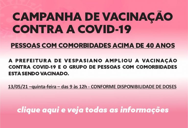 Pessoas com comorbidades acima de 40 anos