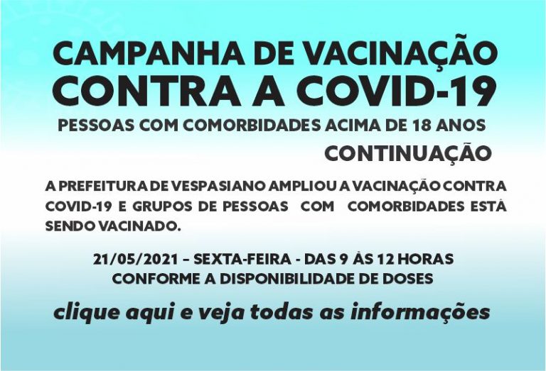 Vacinação comorbidades acima de 18 anos  – continuação