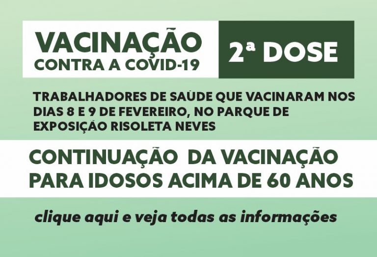 Vacinação 2ª dose para Trabalhadores de Saúde e Idosos com mais de 60 anos