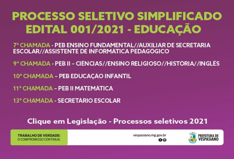 Chamadas PSS 001/2021