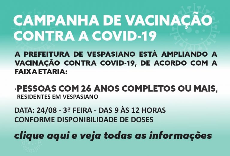 Vacinação contra COVID-19 para maiores de 26 anos