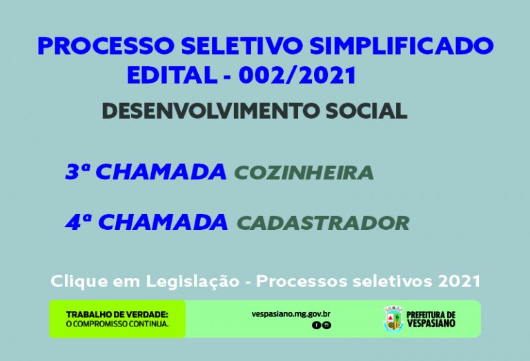 Novas chamadas PSS 002/21