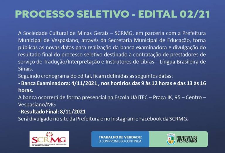 Processo seletivo Libras