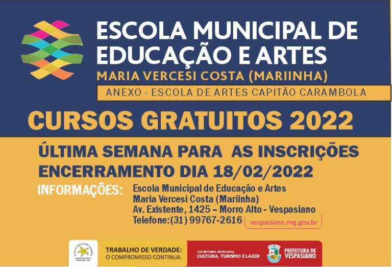 Cursos Escola de Artes inscrições