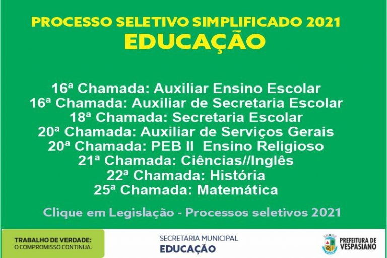 Novas chamadas – Educação