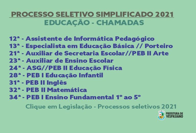 Novas chamadas – Educação