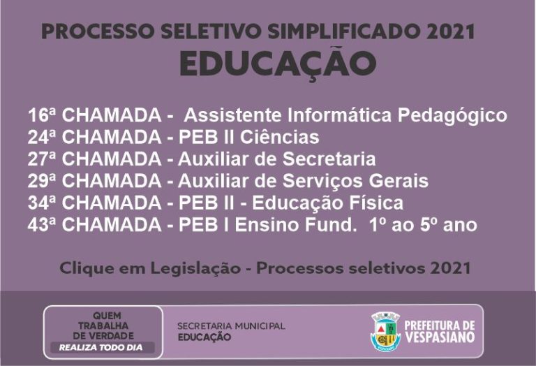 Processo Seletivo – Chamadas