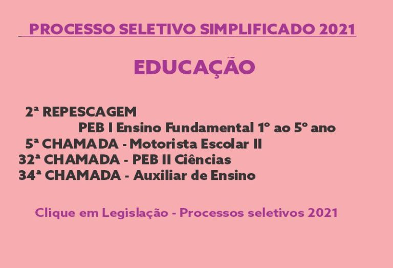 Novas chamadas – Educação