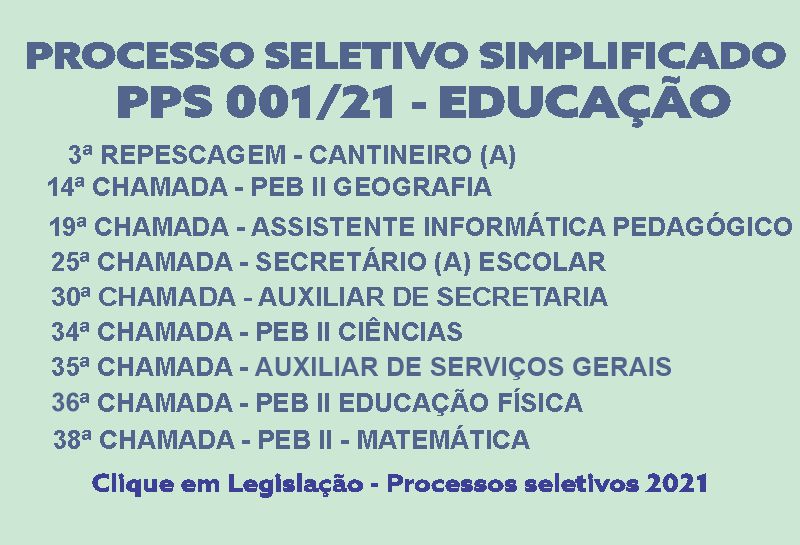 Educação faz 14ª Chamada do processo seletivo - PREFEITURA