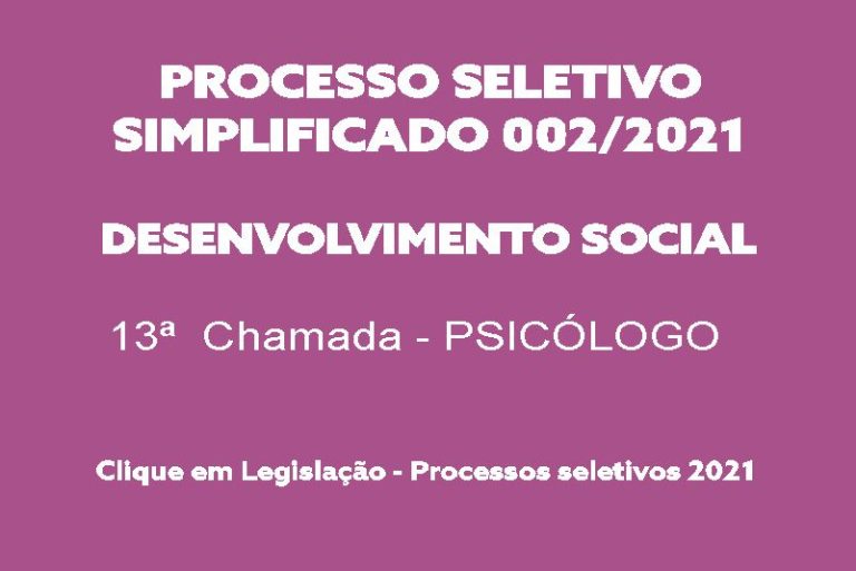 PPS 002/2021 – Chamada