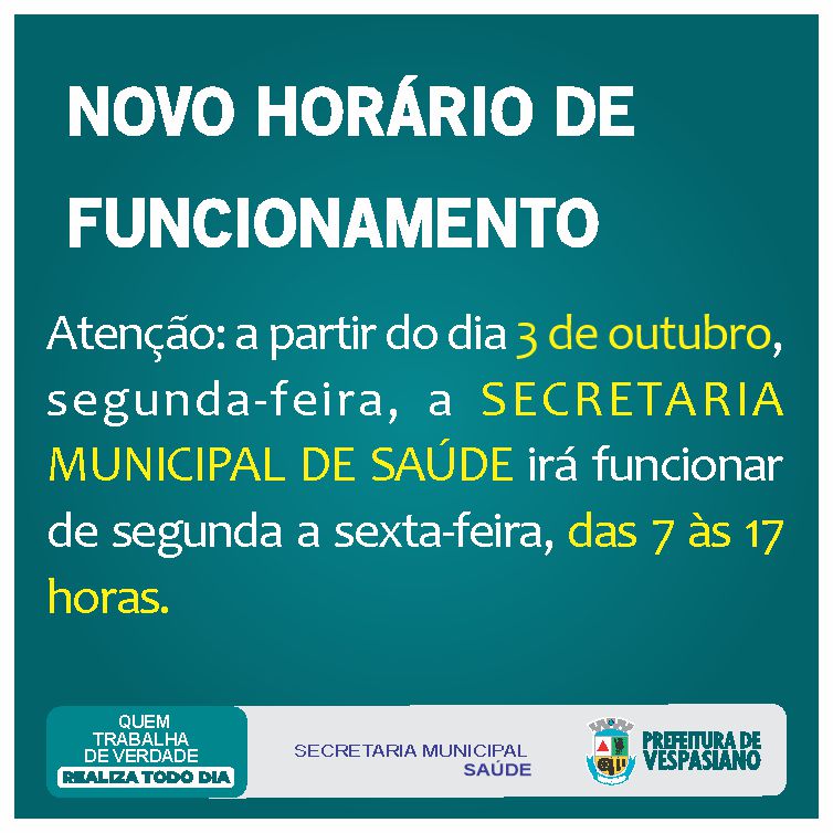 Novo horário de funcionamento