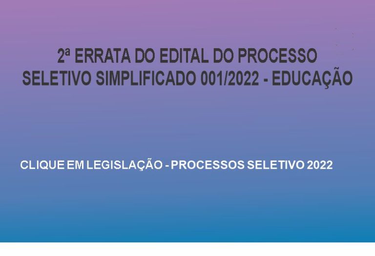 Processo Seletivo – Errata