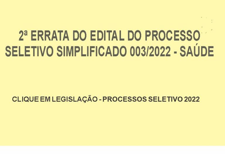 PSS 003/22 – SAÚDE