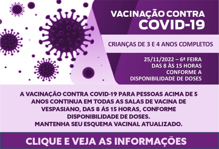 Vacinação Covid-19 – 3 e 4 anos