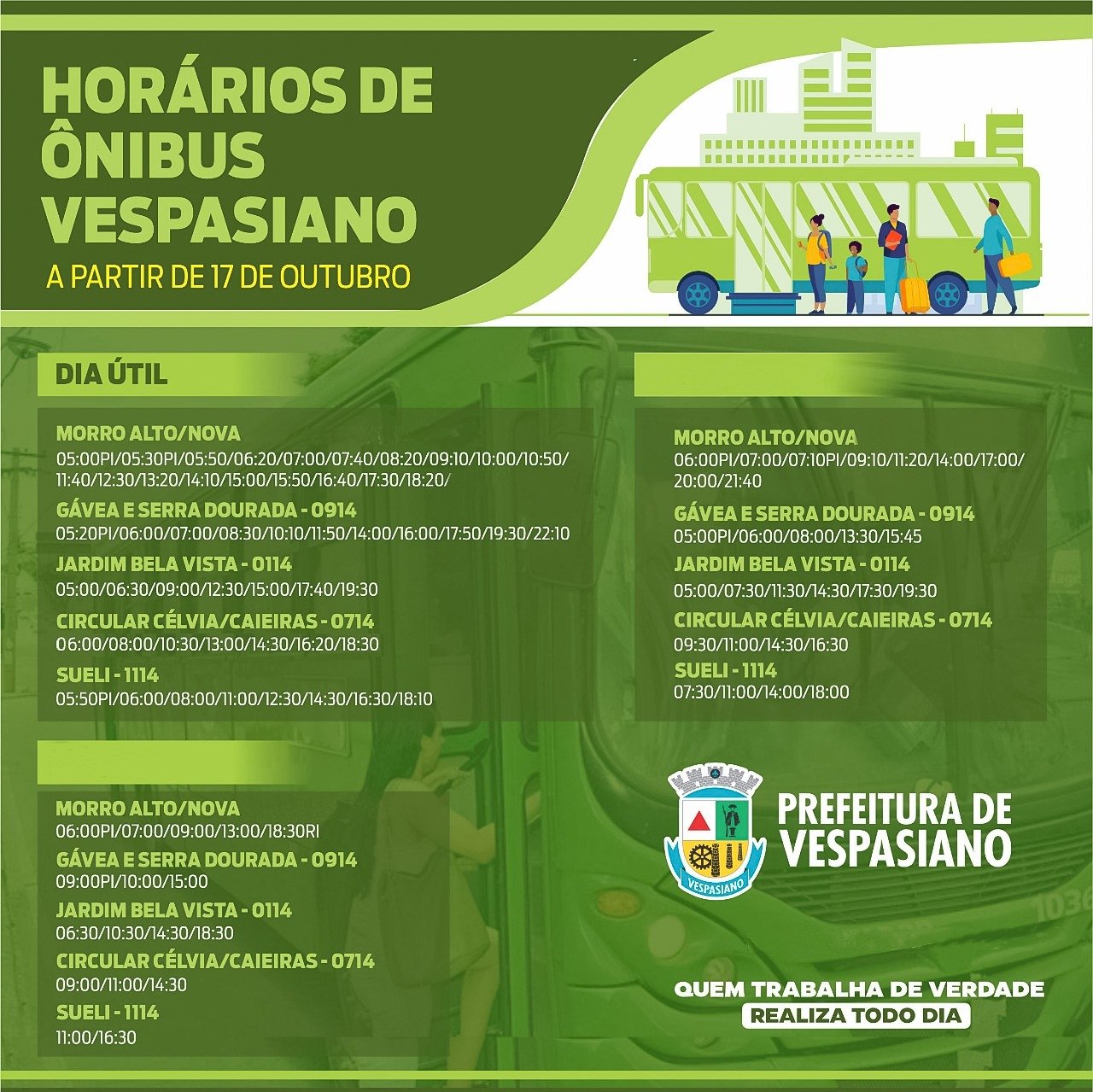 Horário dos Ônibus  Prefeitura Municipal de Vespasiano