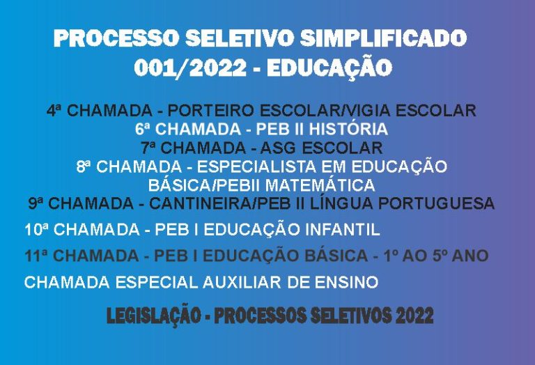 Chamadas PSS Educação