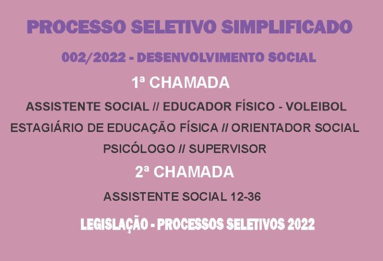 PSS 002-22 CHAMADAS