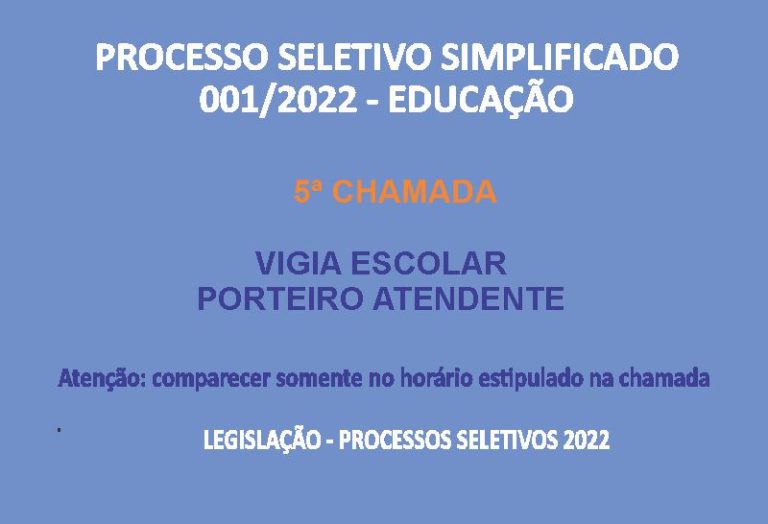 PSS 001/2022 NOVAS CHAMADAS