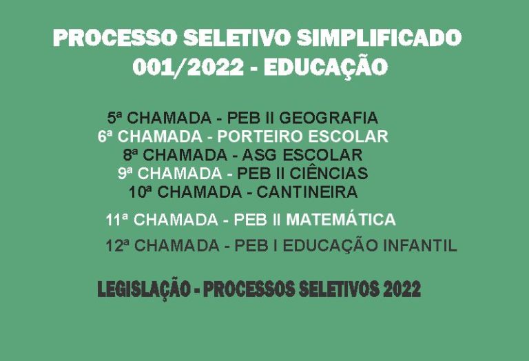 Novas chamadas – PSS 001/22 Educação