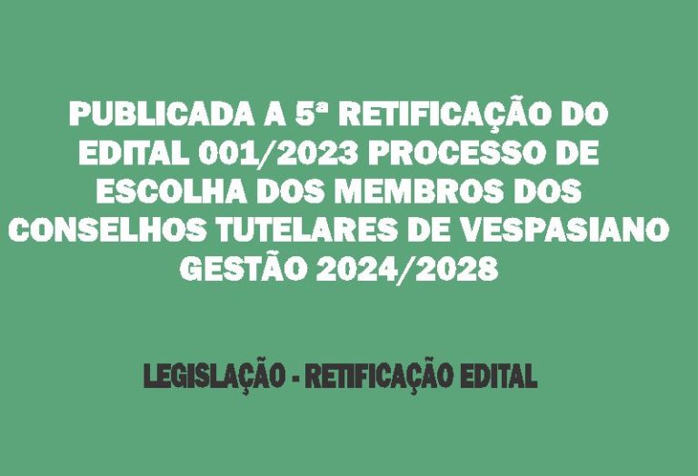 5ª Retificação de Edital