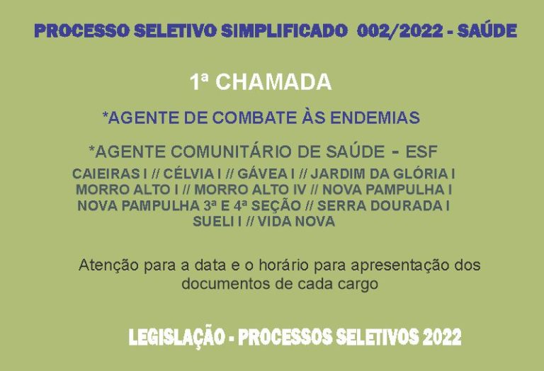 1ª Chamada PSS 001/22