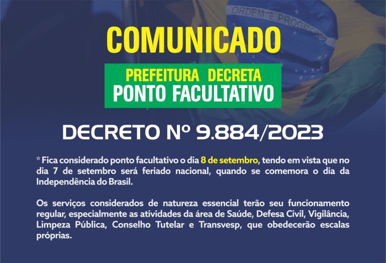 8 de setembro – ponto facultativo