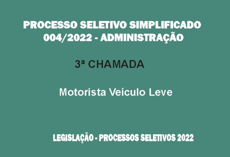 3ª CHAMADA PPS 004/22