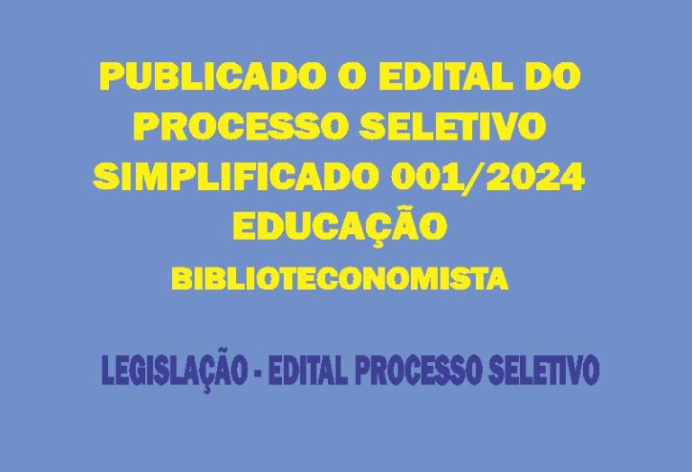 PSS 001/2024 – EDUCAÇÃO