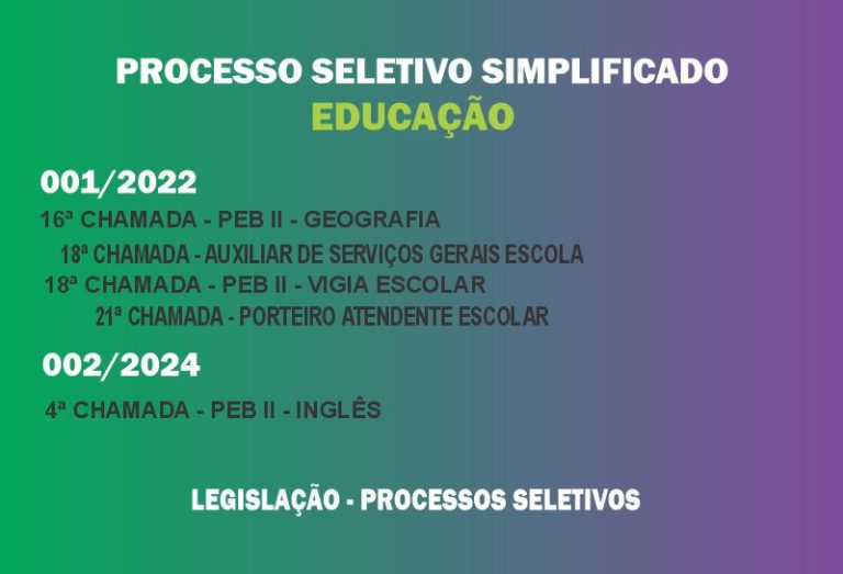 PSS EDUCAÇÃO – CHAMADAS