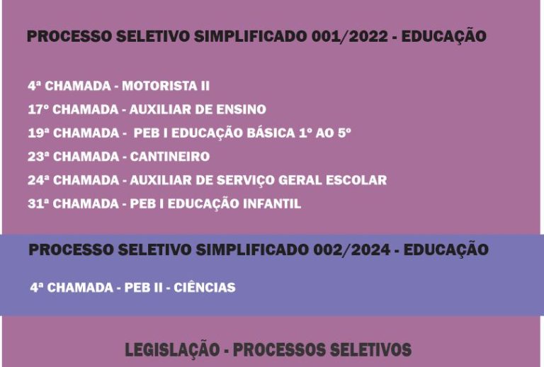 NOVAS CHAMADAS – EDUCAÇÃO
