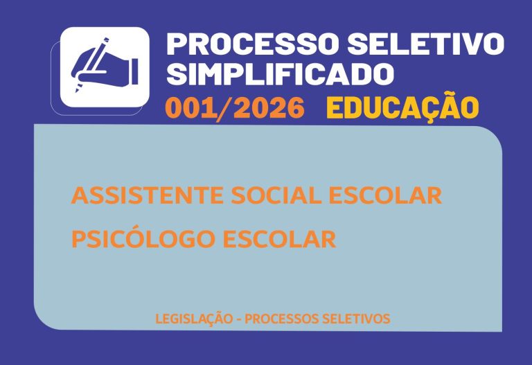 Novo Processo Seletivo – PSS 001/2026 – Educação